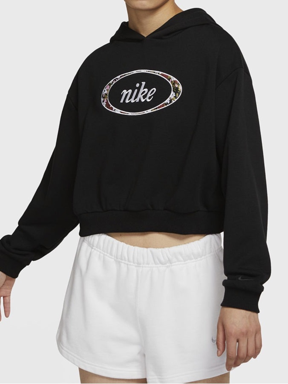 Nike Cropped Embroidered Hoodie